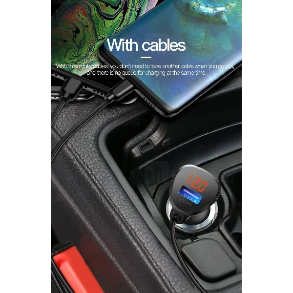 شارژر فندکی توتو TOTU DCCL-06 Charger با کابل متصل سه سر و توان 3.4 آمپر