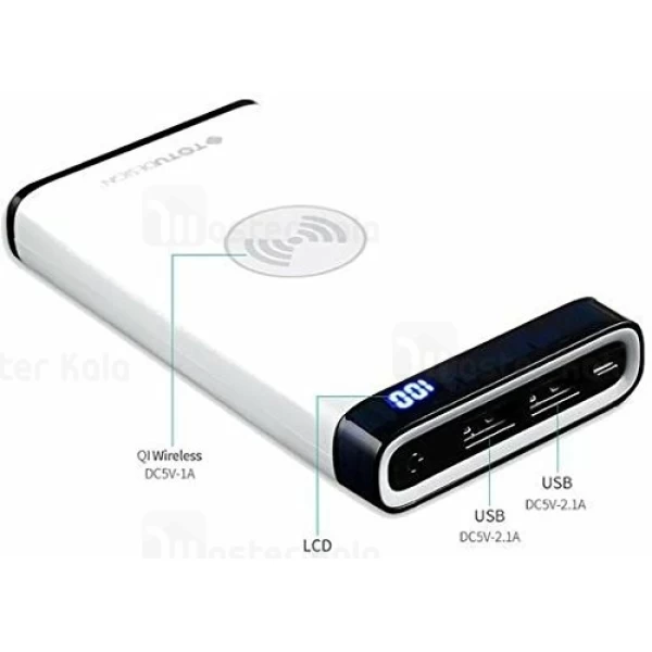 پاوربانک وایرلس 8000 میلی آمپر توتو TOTU PB06 Power Bank با کابل دوکاره