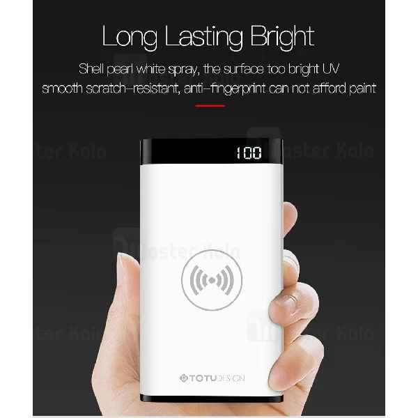 پاوربانک وایرلس 8000 میلی آمپر توتو TOTU PB06 Power Bank با کابل دوکاره