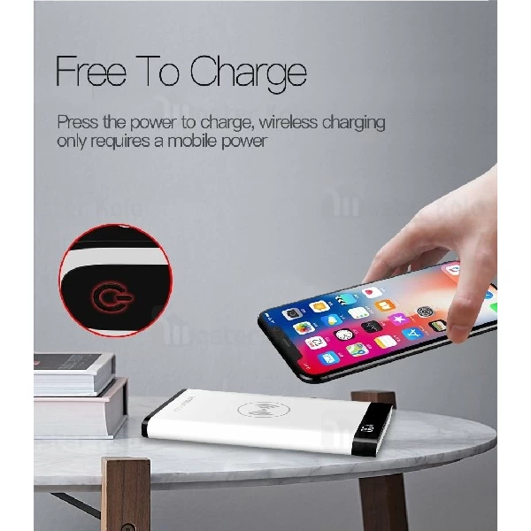 پاوربانک وایرلس 8000 میلی آمپر توتو TOTU PB06 Power Bank با کابل دوکاره