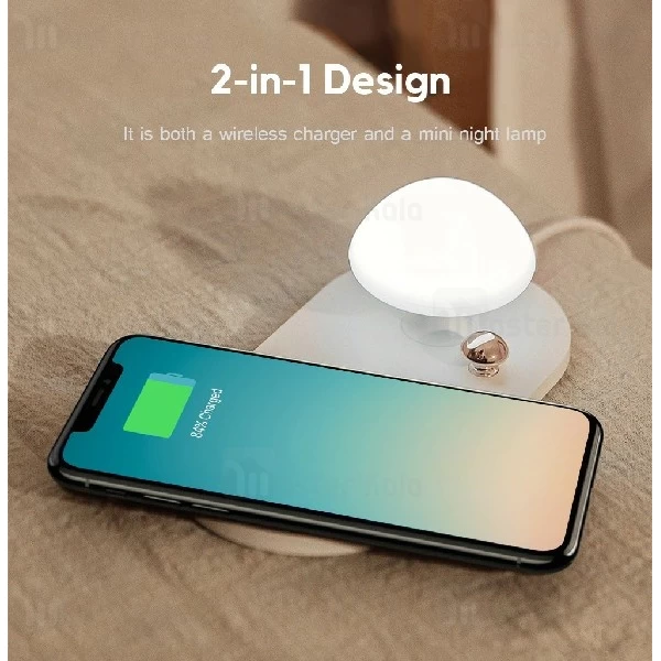 شارژر وایرلس و چراغ خواب بیسوس Baseus Mushroom Lamp Desktop WXMGD-02