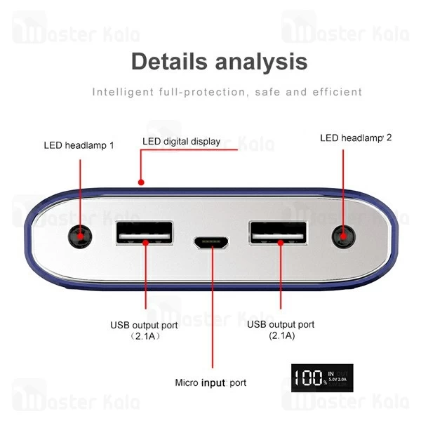 پاوربانک 20000 میلی آمپر جویروم Joyroom D-M175 دارای دو چراغ قوه - اصلی