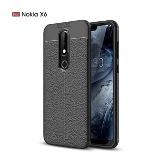قاب محافظ ژله ای طرح چرم Nokia 6.1 Plus / X6 مدل Auto Focus