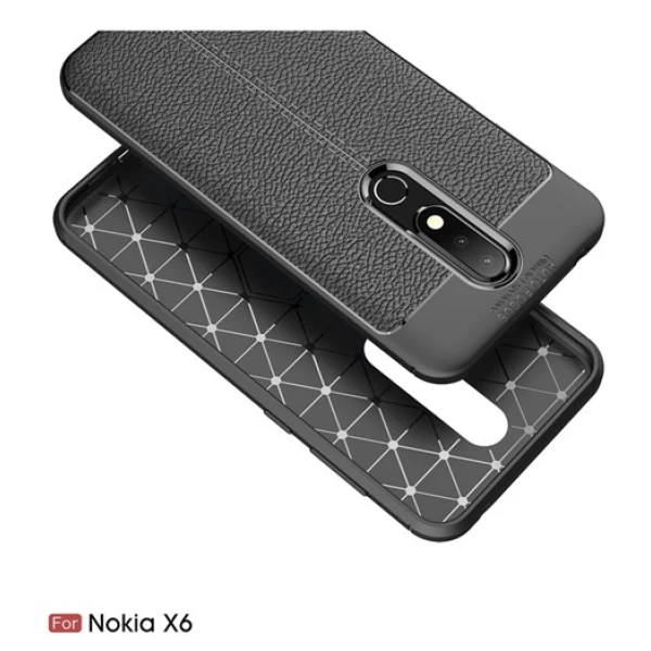قاب محافظ ژله ای طرح چرم Nokia 6.1 Plus / X6 مدل Auto Focus