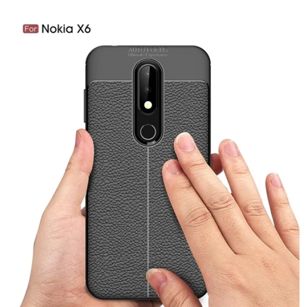 قاب محافظ ژله ای طرح چرم Nokia 6.1 Plus / X6 مدل Auto Focus