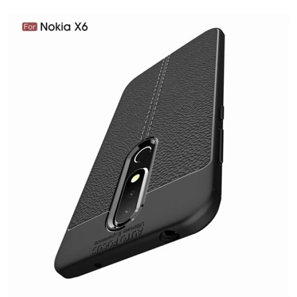 قاب محافظ ژله ای طرح چرم Nokia 6.1 Plus / X6 مدل Auto Focus