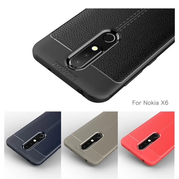 قاب محافظ ژله ای طرح چرم Nokia 6.1 Plus / X6 مدل Auto Focus