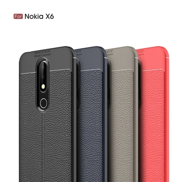 قاب محافظ ژله ای طرح چرم Nokia 6.1 Plus / X6 مدل Auto Focus