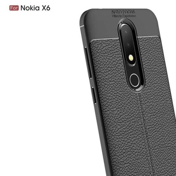 قاب محافظ ژله ای طرح چرم Nokia 6.1 Plus / X6 مدل Auto Focus