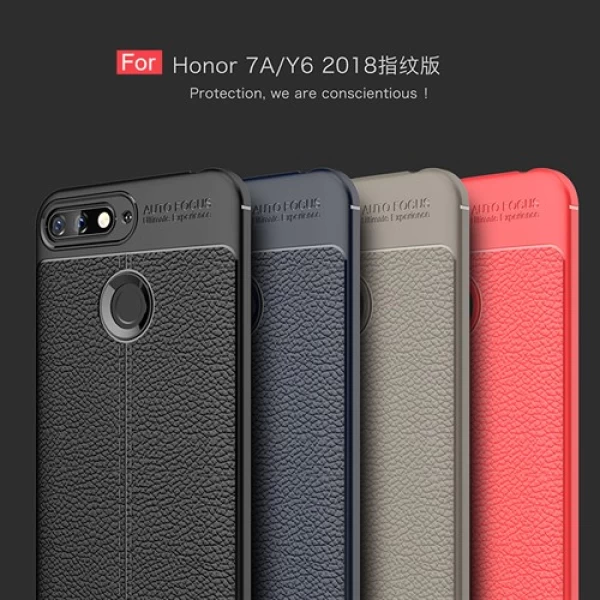 قاب محافظ ژله ای طرح چرم Huawei Y6 2018 / Y6 Prime 2018 / Honor 7A مدل Auto Focus