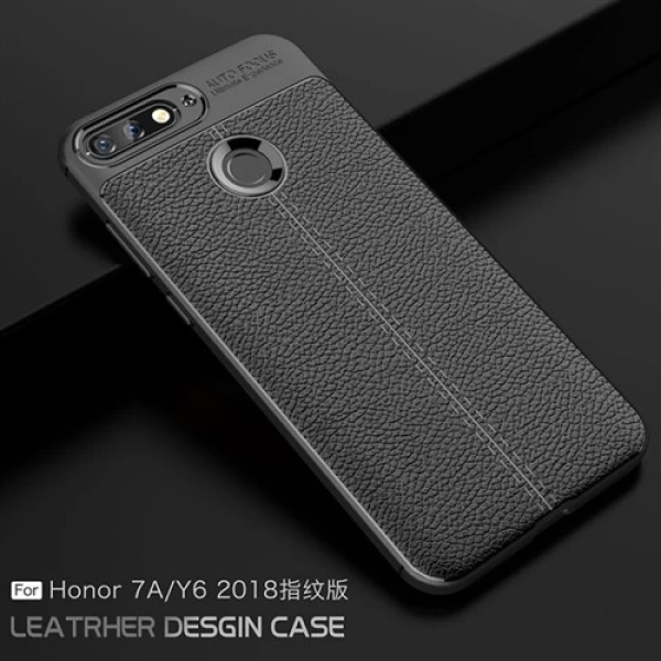 قاب محافظ ژله ای طرح چرم Huawei Y6 2018 / Y6 Prime 2018 / Honor 7A مدل Auto Focus
