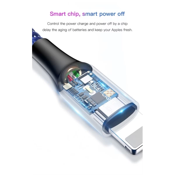 کابل لایتنینگ Baseus C-Shaped Light intelligent CALCD-01