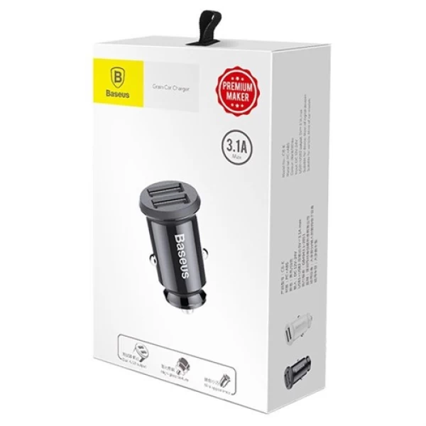 شارژر فندکی اتومبیل 2 پورت بیسوس Baseus Grain Car Charger بسیار کوچک