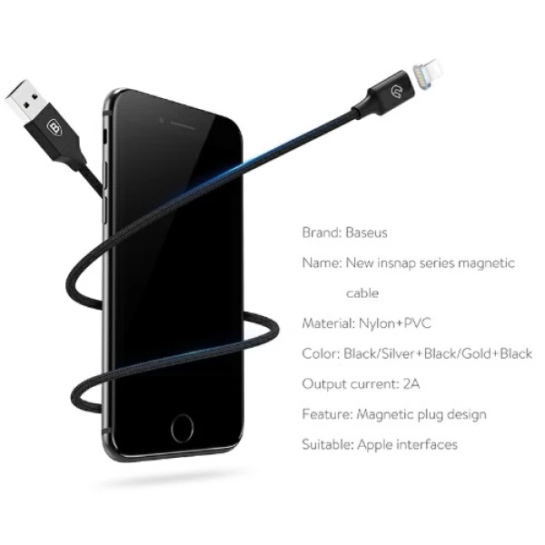 کابل لایتنینگ مغناطیسی بیسوس Baseus New Insnap Magnetic Cable