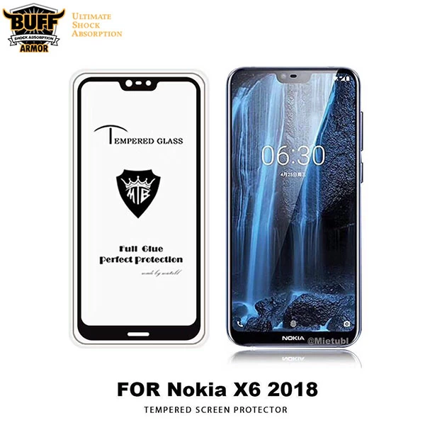 گلس تمام صفحه تمام چسب مارک بوف Nokia X6
