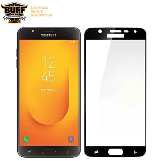 محافظ شیشه ای تمام صفحه و تمام چسب مارک بوف Samsung Galaxy J7 Duo