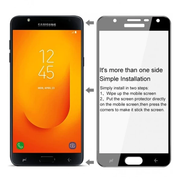محافظ صفحه نمایش شیشه ای تمام صفحه تمام چسب Samsung Galaxy J7 DUO