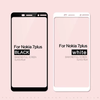 محافظ صفحه نمایش شیشه ای تمام صفحه دور چسب برای Nokia 7 Plus