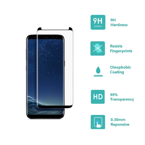 گلس تمام صفحه و خمیده تمام چسب Samsung Galaxy S8