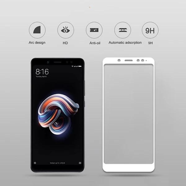 محافظ صفحه نمایش شیشه ای تمام صفحه و خمیده تمام چسب مناسب Xiaomi Redmi 5A