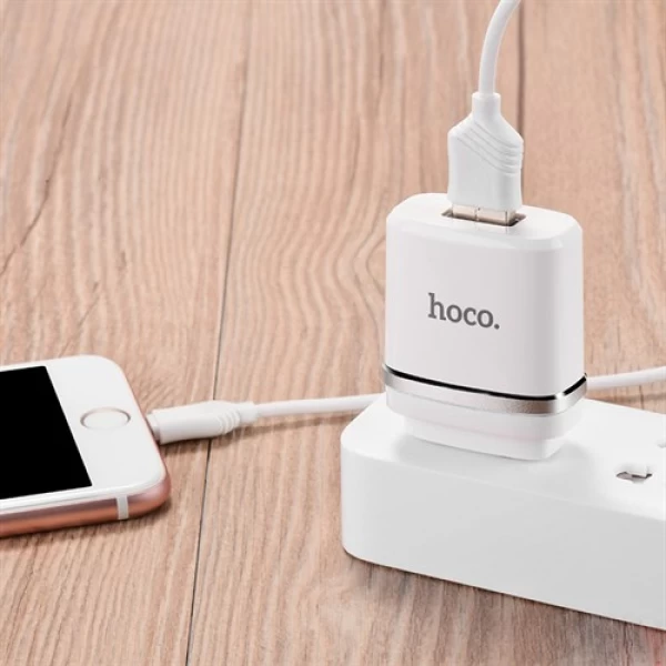 شارژر دیواری تک پورت 1.0 میلی آمپر هوکو Hoco C11A Dual USB Charger