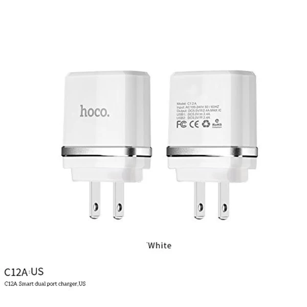 شارژر دیواری 2 پورت هوکو Hoco C12A Dual USB Charger