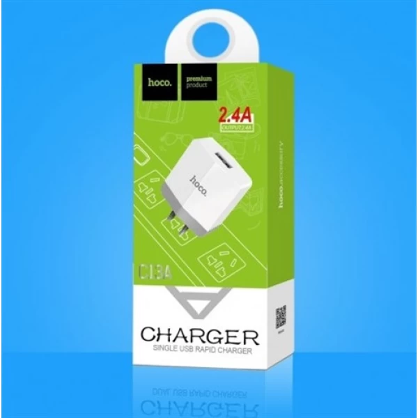 شارژر دیواری تک پورت 2.4 میلی آمپر هوکو Hoco C13A Smart USB Charger