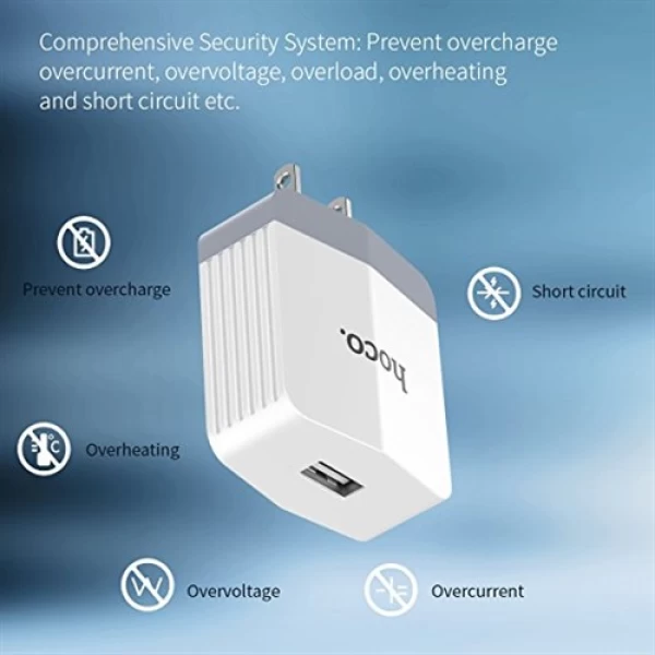 شارژر دیواری تک پورت 2.4 میلی آمپر هوکو Hoco C13A Smart USB Charger