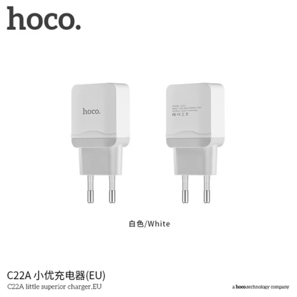 شارژر دیواری تک پورت 2.4 میلی آمپر هوکو Hoco C22A Charger high quality