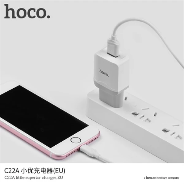 شارژر دیواری تک پورت 2.4 میلی آمپر هوکو Hoco C22A Charger high quality