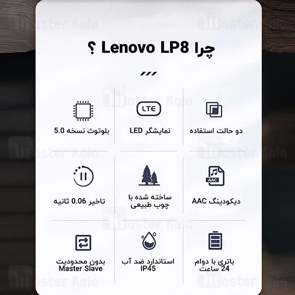 هندزفری بلوتوث دوگوش لنوو Lenovo Thinkplus LP8 Live Pods