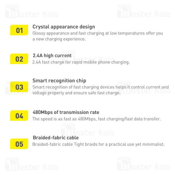 کابل لایتنینگ بیسوس Baseus Crystal Shine Series CAJY000101 Lightning 2.4A