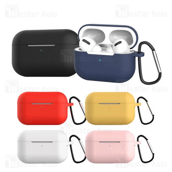 کاور محافظ سیلیکونی هندزفری اپل Apple AirPods Pro Silicone Case دارای قلاب آویز