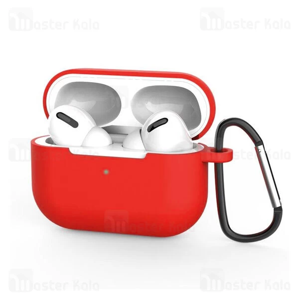 کاور محافظ سیلیکونی هندزفری اپل Apple AirPods Pro Silicone Case دارای قلاب آویز
