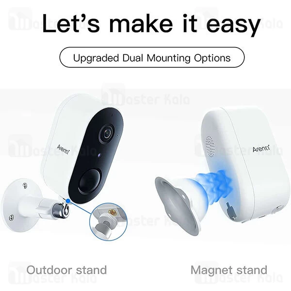 دوربین مداربسته Arenti GO1 and SP1 FHD 1080p Wire Free Wifi Battery Solar Panel