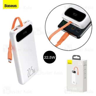پاوربانک 10000 فست شارژ Baseus Block Digital Display PPBLK-A02 توان 22.5 وات با کابل متصل تایپ سی