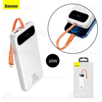 پاوربانک 10000 فست شارژ Baseus Block Digital Display PPBLK-02 توان 20 وات با کابل متصل لایتنینگ