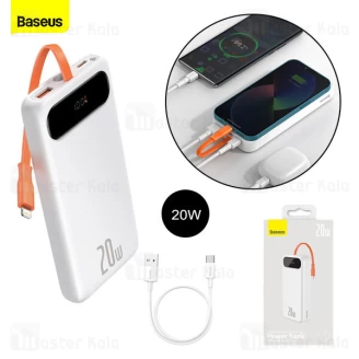 پاوربانک 20000 فست شارژ Baseus Block Digital Display PPLK000002 توان 20 وات با کابل متصل لایتنینگ