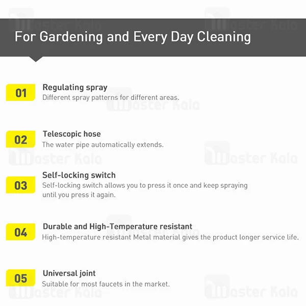 شلنگ و نازل کارواش Baseus GF4 Horticulture Watering Spray Nozzle 15m CPYY010101