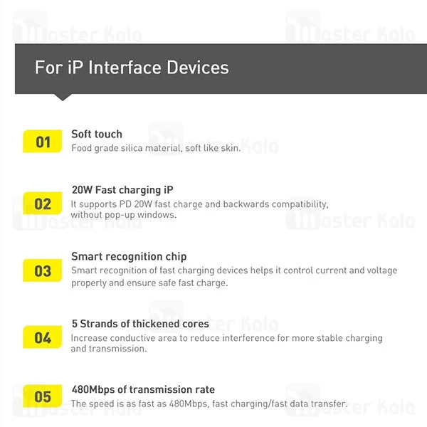 کابل لایتنینگ به Type C بیسوس Baseus Jelly Liquid Silica Gel CAGD020001 Type C to Lightning Data And Charging Cable 20W