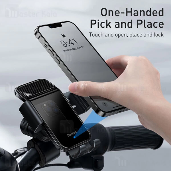 هولدر هوشمند Baseus Smart Solar Power Wireless Cycling Electric Holder SUZG010001