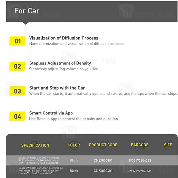 خوشبو کننده هوای خودرو Baseus Wisdom Car Smart Atomized Air Freshener CNZX000301