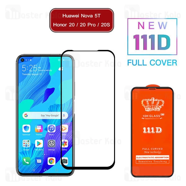 محافظ صفحه شیشه ای تمام صفحه تمام چسب Huawei Nova 5T / Honor 20 / Honor 20 Pro / Honor 20S 111D