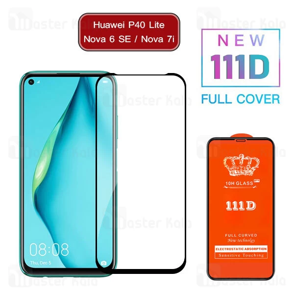 محافظ صفحه شیشه ای تمام صفحه تمام چسب هواوی Huawei P40 Lite / Nova 6 SE / Nova 7i 111D Glass