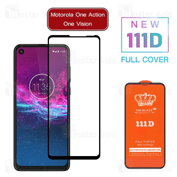 محافظ صفحه شیشه ای تمام صفحه تمام چسب موتورولا Motorola One Action / One Vision 111D Glass