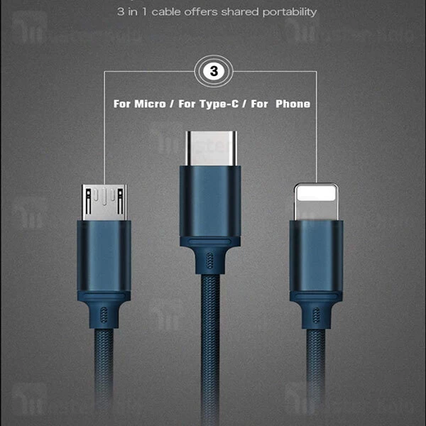 کابل سه کاره Remax RC-131th Gition 3 in 1 2.8A Fast Charge And Data Cable 1.15m