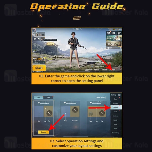 دسته بازی انگشتی موبایل راک Rock G02 Shooting Game Controller Retractable