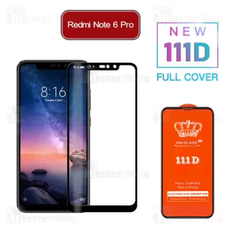 محافظ صفحه شیشه ای تمام صفحه تمام چسب Xiaomi Redmi Note 6 Pro 111D Glass