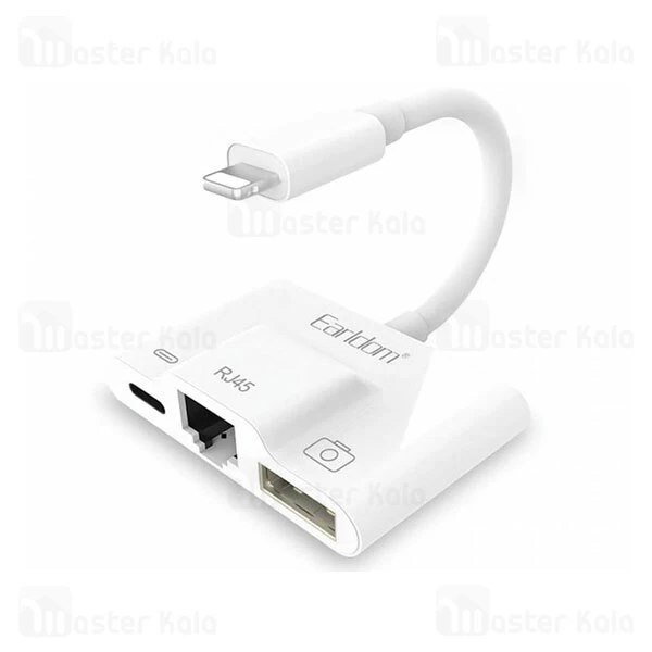 تبدیل لایتنینگ اتصال همزمان LAN و شارژر و USB ارلدام Earldom OT53