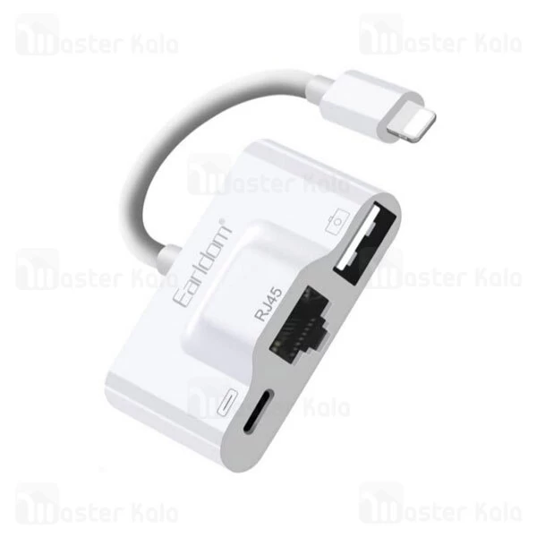 تبدیل لایتنینگ اتصال همزمان LAN و شارژر و USB ارلدام Earldom OT53